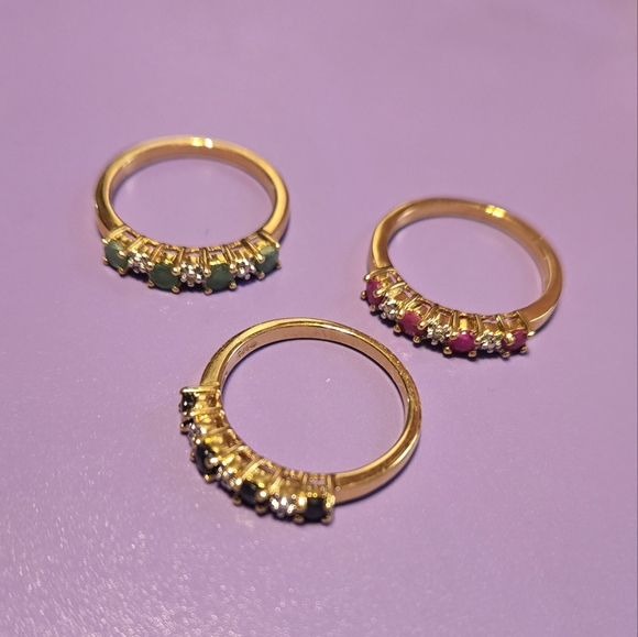 MACYS Cubic Zirconia Size 9 Womans 3-Ring Set. - Picture 2 of 6